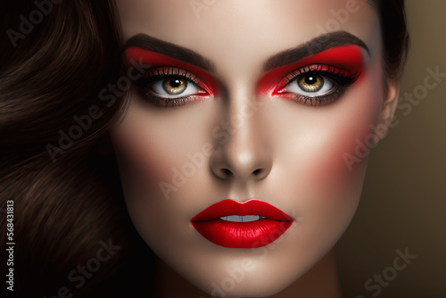 mulehr linda com maquiagem e baton vermelho 