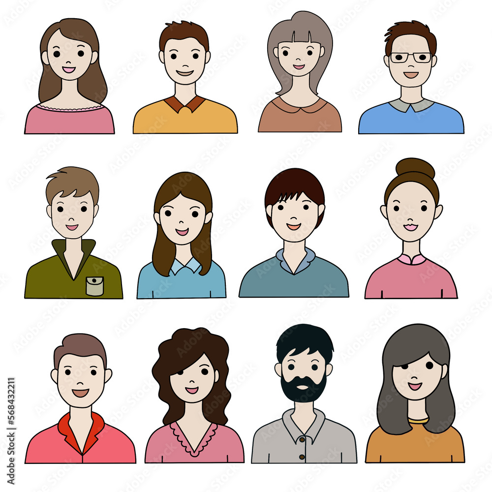 Set of people, man and woman avatar
Set of people, man and woman avatar