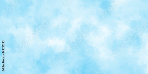 Blue skies with white clouds background. Romantic sky. Abstract nature background of romantic summer blue sky with fluffy clouds. Beautiful puffy clouds in bright blue sky in day sunlight.