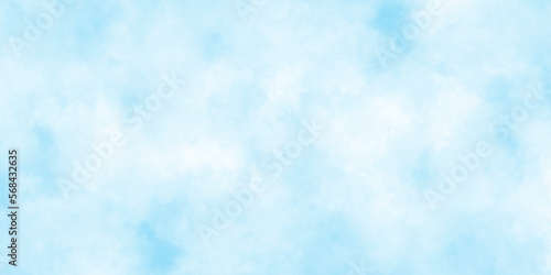 Blue skies with white clouds background. Romantic sky. Abstract nature background of romantic summer blue sky with fluffy clouds. Beautiful puffy clouds in bright blue sky in day sunlight.