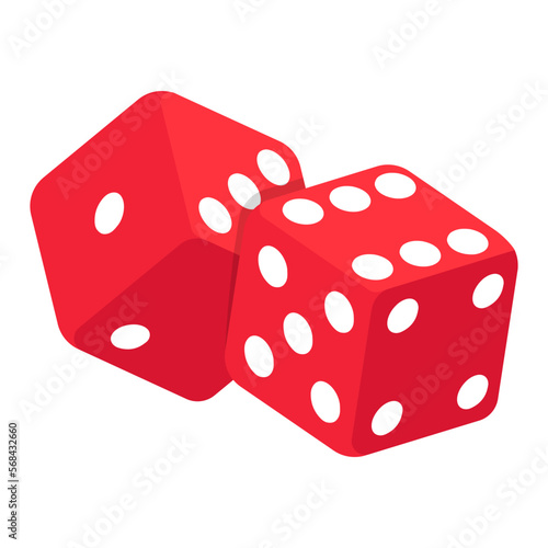 Game dice in isometric design. Vector 3d icon