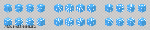 Dice collection. Game dice in isometric design. Vector 3d icon photo