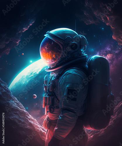 astronaut background space planet stars