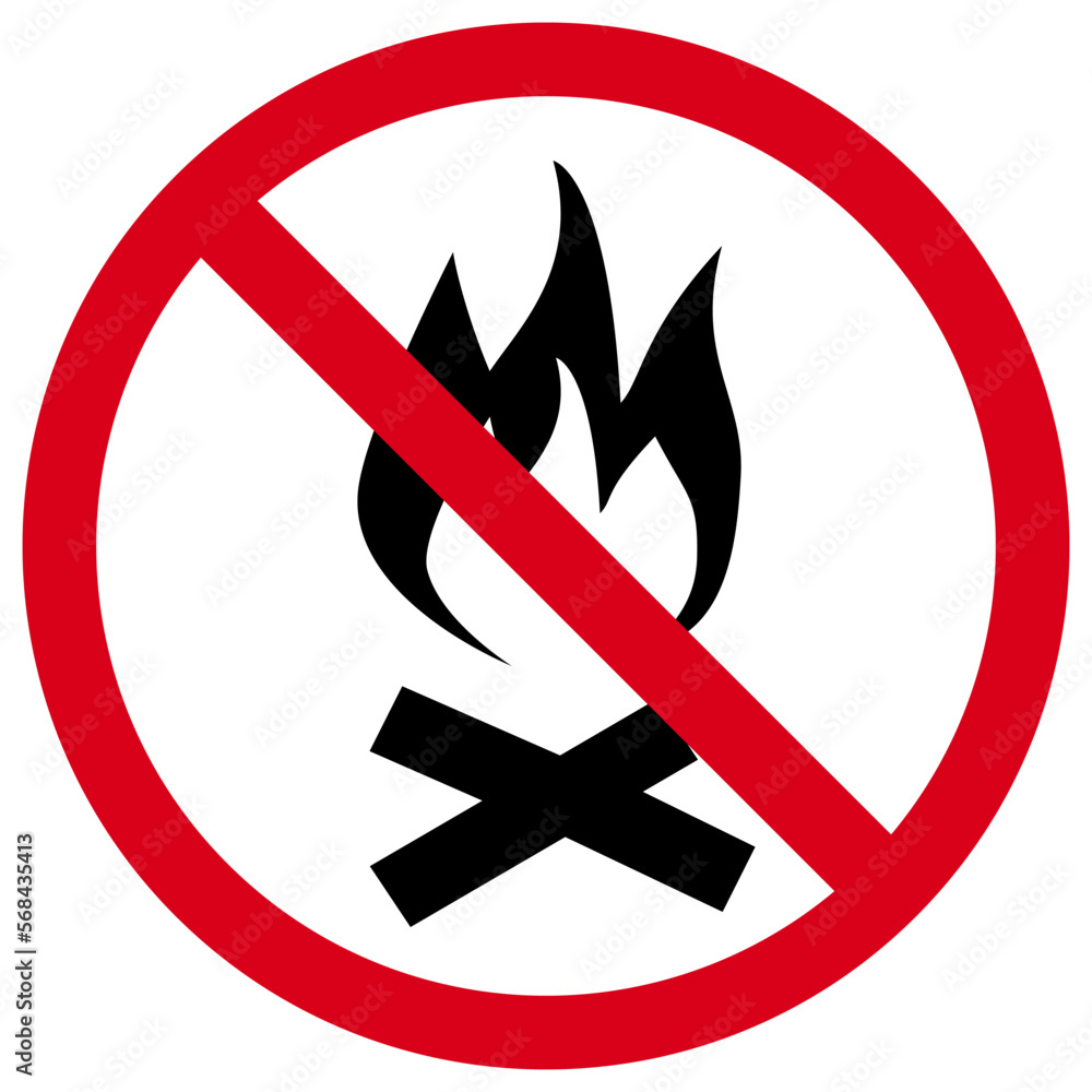 No fire Sign symbol, Please No flame icon on a red prohibition sign No fire Sign symbol, Please No flame icon on a red prohibition sign