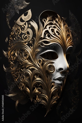 Golden Mask, Minimal Book Cover Art, AI Generated