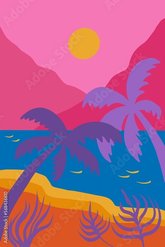 illustration of a beach with palms