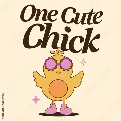 One cute chick ,design for shirt kids,Bunny easter Cute chick ,Easter squad .