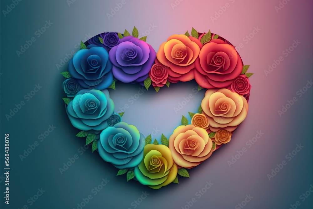 roses, flowers, rainbow, heart generative ai, generative, ai roses, flowers, rainbow, heart generative ai, generative, ai