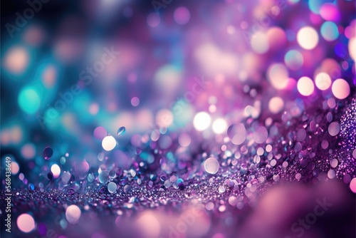 abstract glitter silver, purple and blue lights generative de-focused background