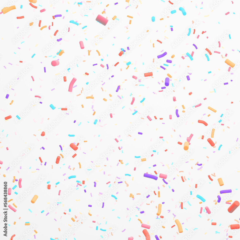 Colorful sprinkles on white isolated background