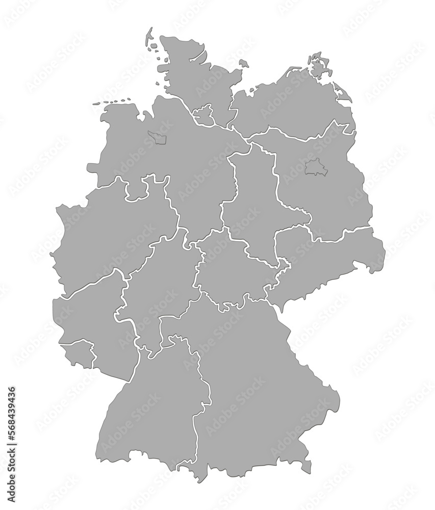 Deutschland Karte Einzelne Bundesländer Freigestellt und Markierbar 3D Regionen Gebiete abgrenzbar Außendienst