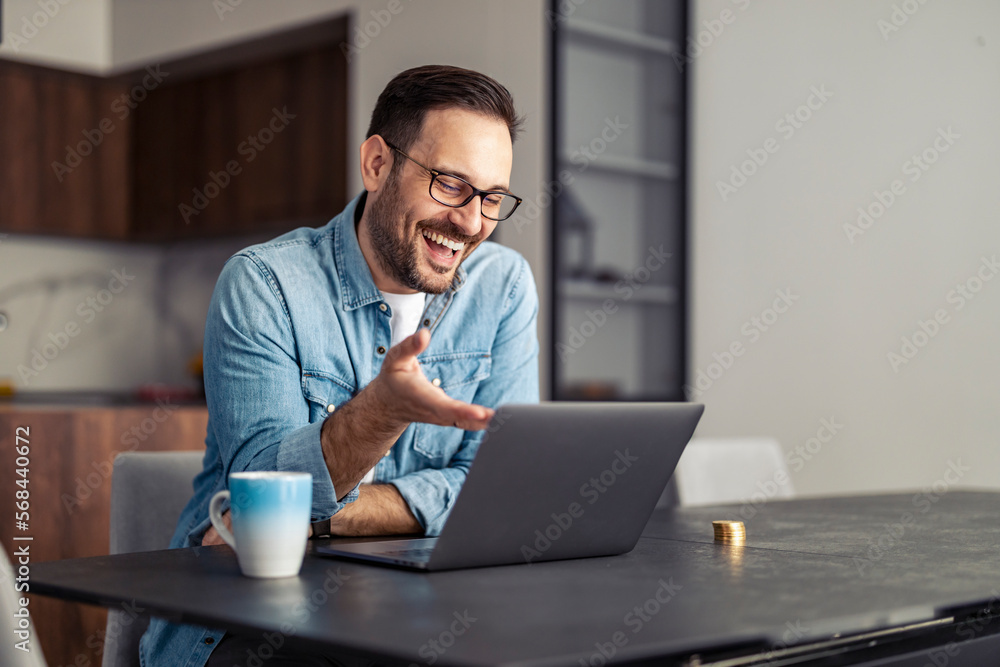 Trader, investor using laptop for money trading Trader, investor using laptop for money trading