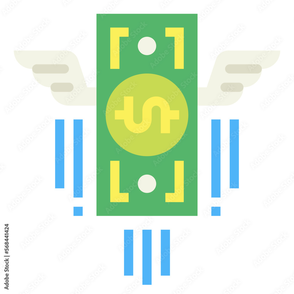 Flying Money flat icon style Flying Money flat icon style