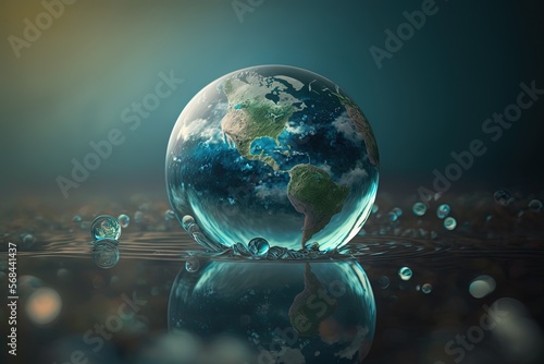 Wallpaper Mural Earth Day concept illustration , Earth globe with beautiful nature , blooming plant and clean water, Generative Ai Torontodigital.ca