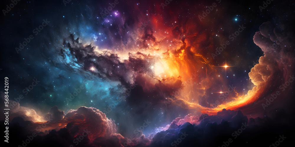 Night Sky, Universe filled with stars, nebula and galaxy, Space Background, Illustration generativ ai