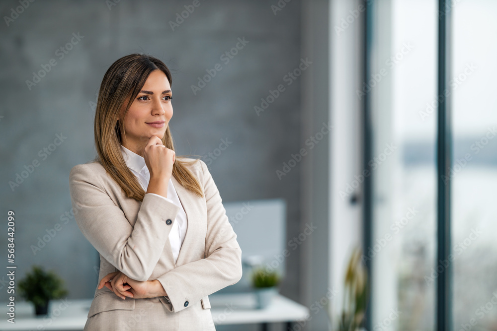 Beautiful young businesswoman posing in office Beautiful young businesswoman posing in office