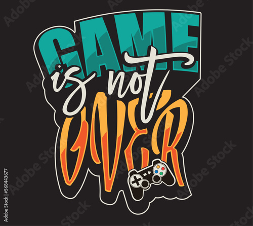 graphic design with typo and gamepad drawing as vector for textile print