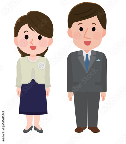 フォーマルな服装の女性と男性　イラスト