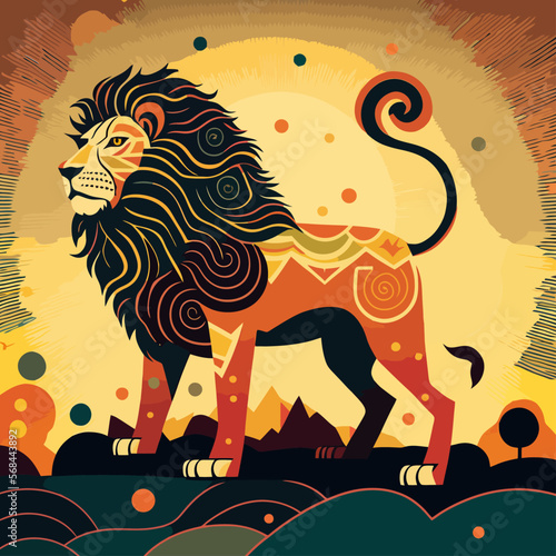 vector illustration of a painting style lion