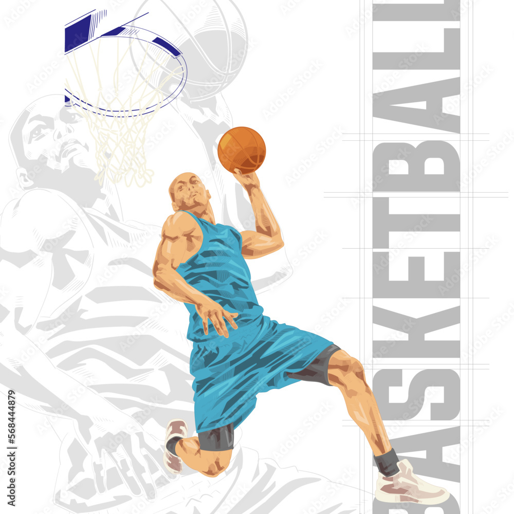 Fototapeta premium Basketball player illustration character in abstract style