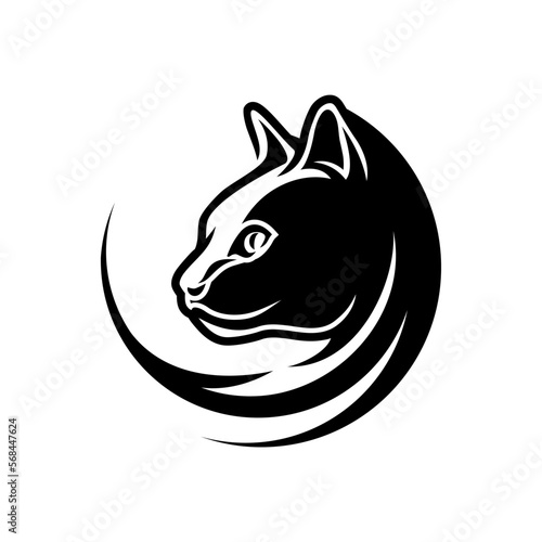 Photography Cat logo vector illustration, Design element for logo, poster, card, banner, emblem, t shirt