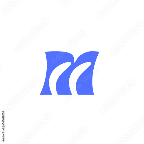 Letter M logo monogram, overlapping line mark M initials combination symbol mockup, white typography design