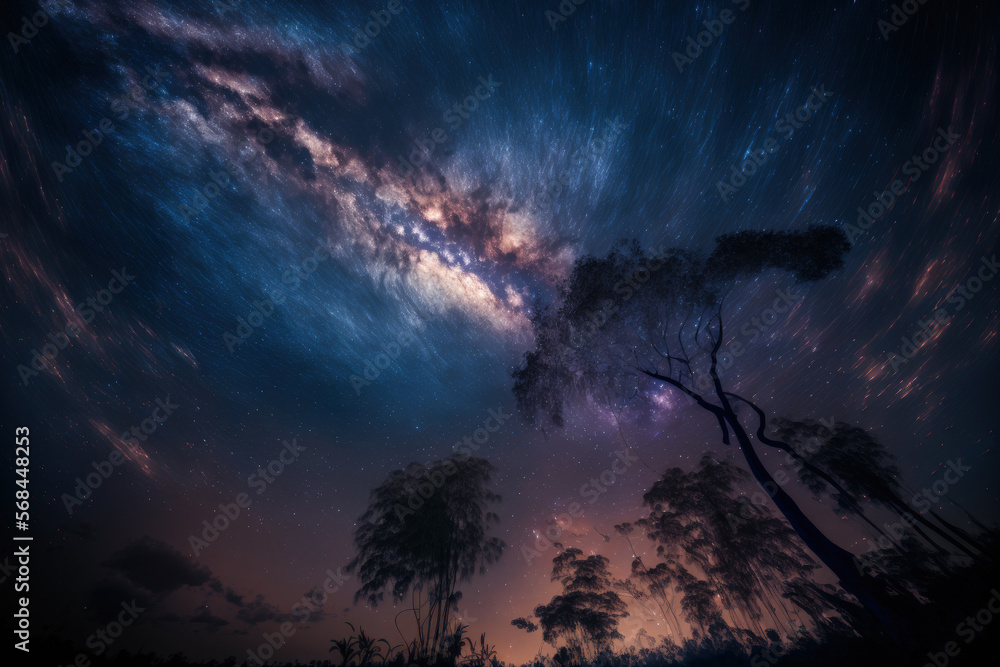 long exposure shot of the milky way galaxy taken in Thailand near phitsanulok with grit. Generative AI long exposure shot of the milky way galaxy taken in Thailand near phitsanulok with grit. Generative AI