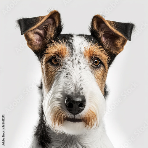 Fox Terrier Dog looking at camera, Photo Studio, Generative AI