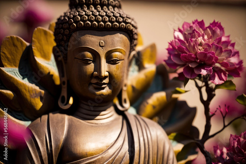 statue of buddha in full bloom, generate ai