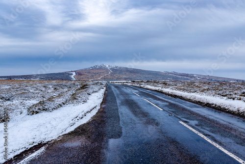 Snowy Road to Rippon Tor photo
