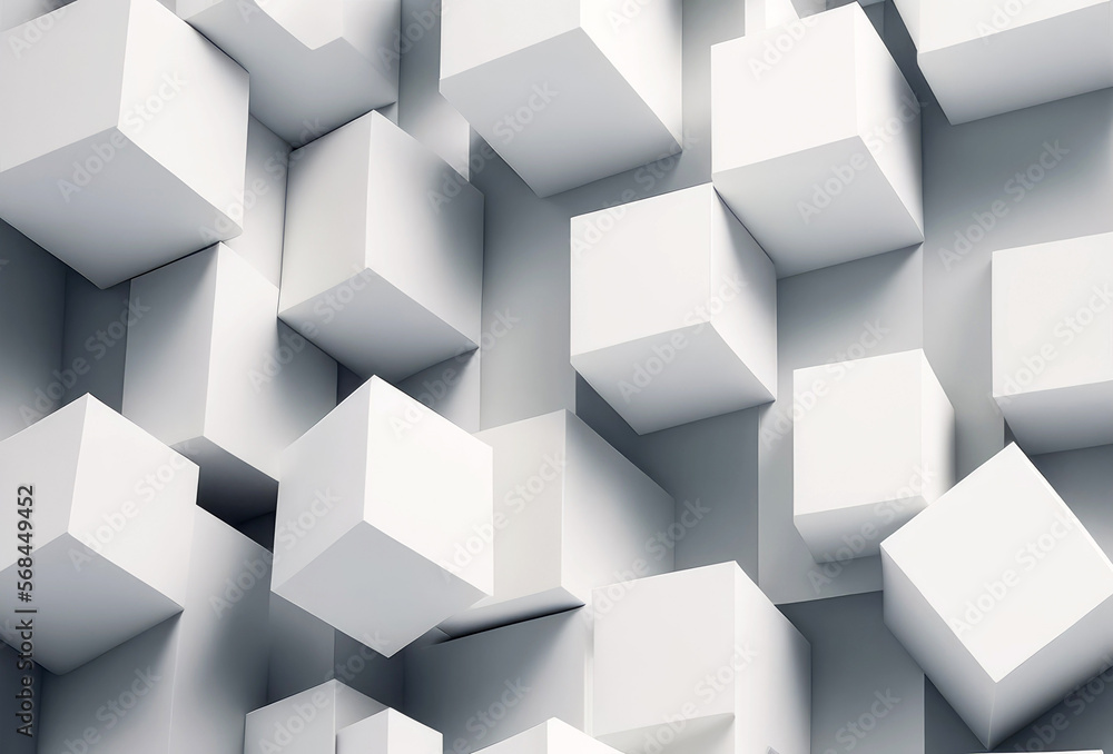 Random shifted white cube boxes block background, generative ai Random shifted white cube boxes block background, generative ai