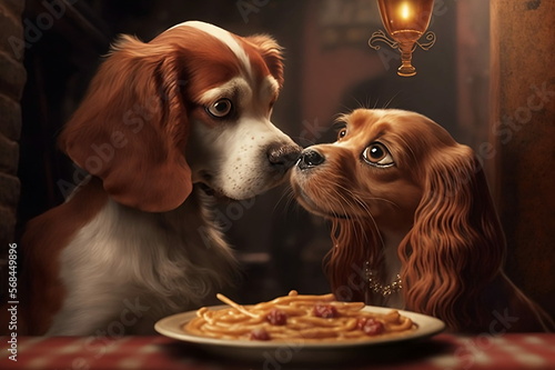 dogs kiss: lady and the tramp for valentine's day