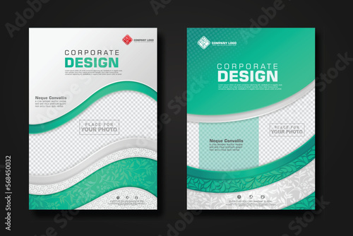 Cover design template with textured modern floral pattern and transparent background can insert photos