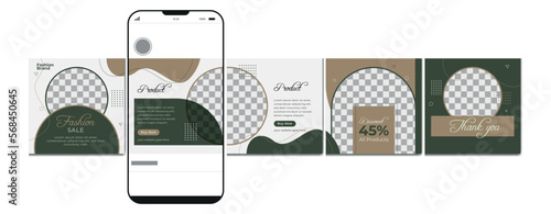 Carousel post template. Instagram microblog carousel post. Editable social media carousel post for fashion sale