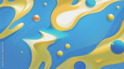 アニメ調の水や水滴 絵具やペンキのイメージ 壁紙 清涼感 夏 Anime-style water and water droplets, image of paint and paint, wallpaper, refreshing feeling, summer