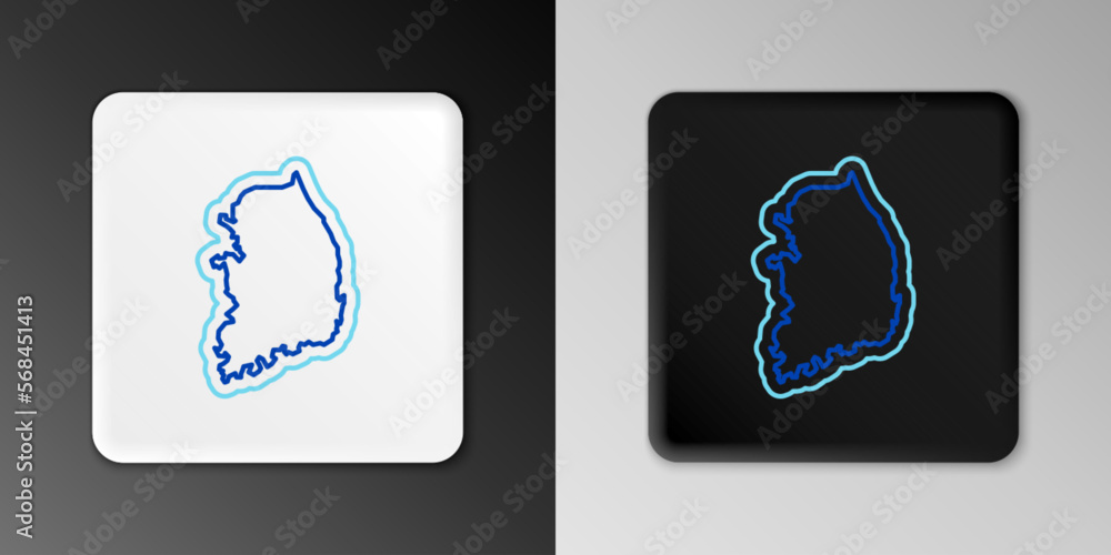 Line South Korea map icon isolated on grey background. Colorful outline concept. Vector Line South Korea map icon isolated on grey background. Colorful outline concept. Vector