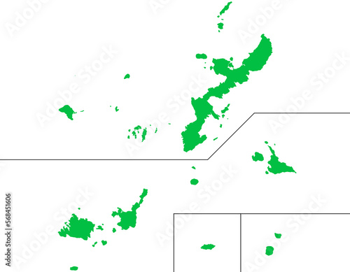 沖縄県 地図 緑色 イラスト