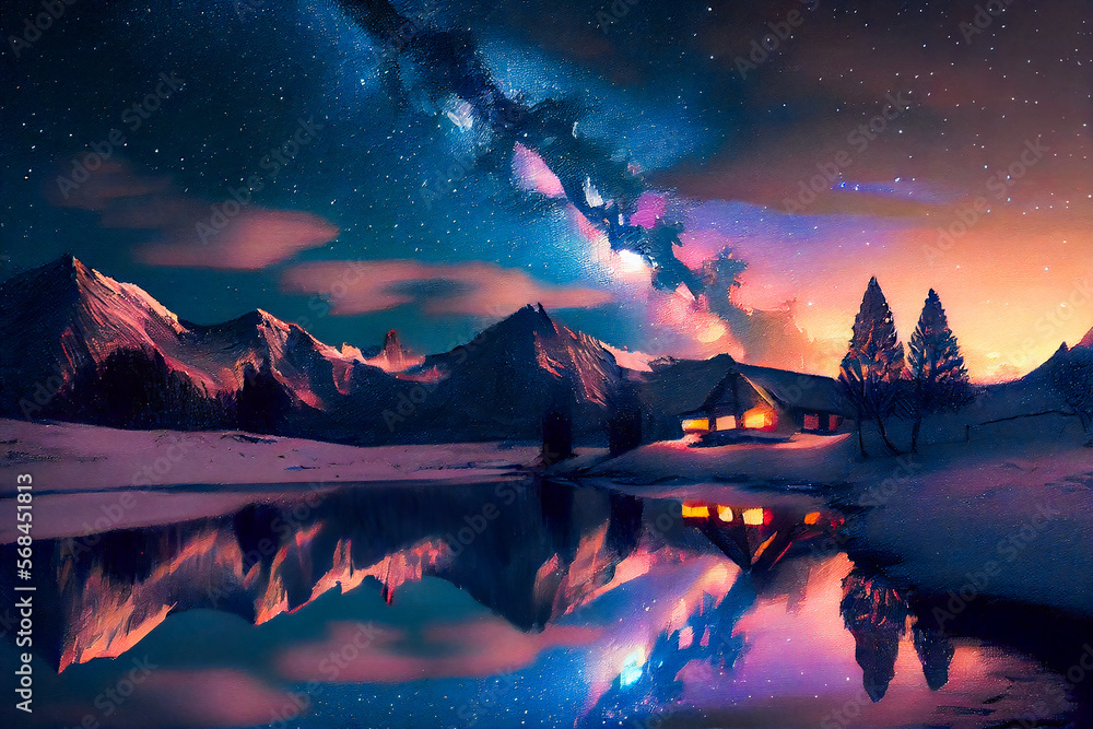 Starry night sky. Generative AI. Starry night sky. Generative AI.