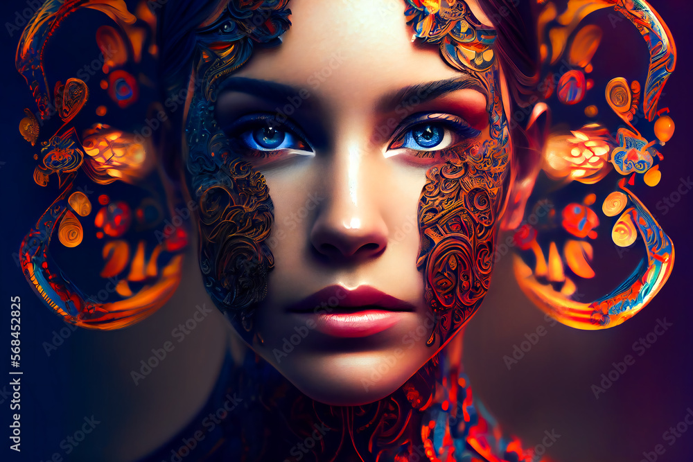 Surreal portrait of a woman. Beautiful surrealistic art picture. Generative AI. Surreal portrait of a woman. Beautiful surrealistic art picture. Generative AI.