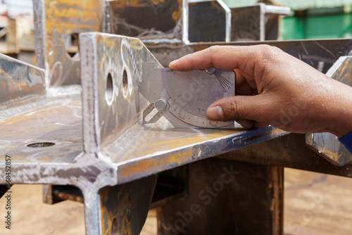 Measure the Fillet Weld Throat Size of the Welded with a Welding Gauge or Bridge Cam Gauge.