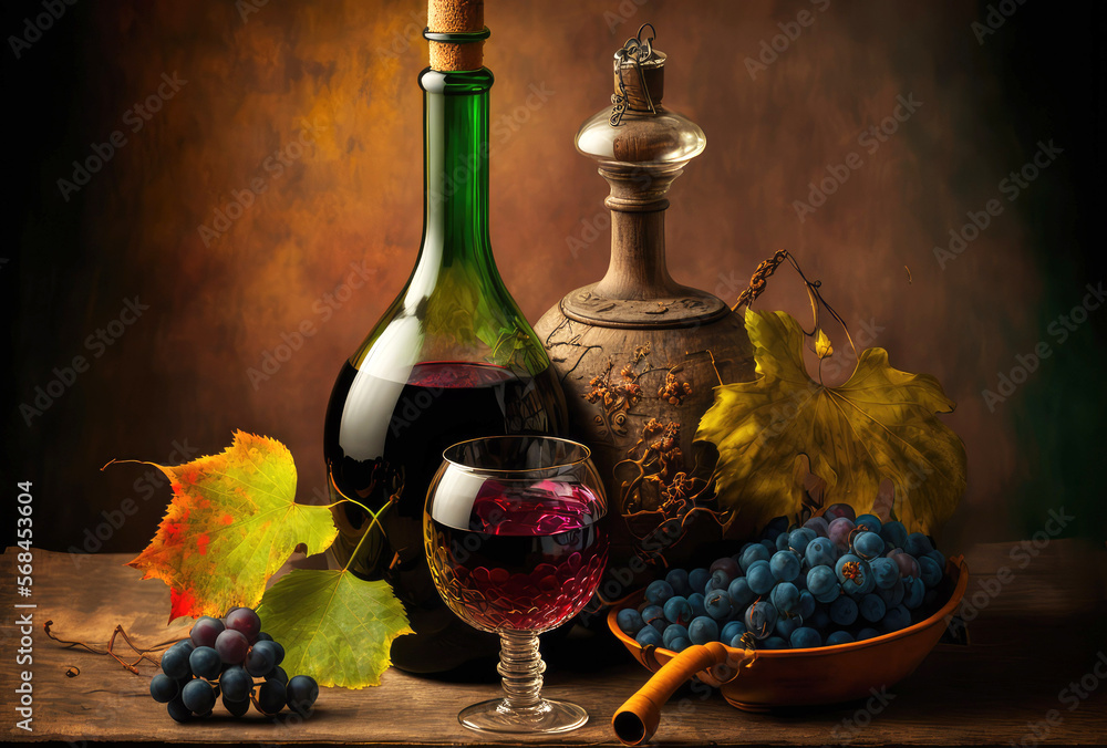 Colors of Wine stil life photography, generative ai