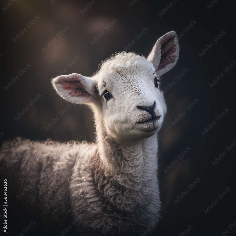 Spring Lamb-Baby Sheep Portrait Spring Lamb-Baby Sheep Portrait