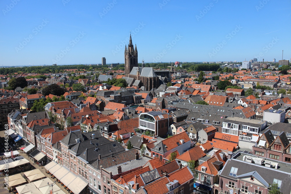 Panoramic view of old town in Delft, Netherlands