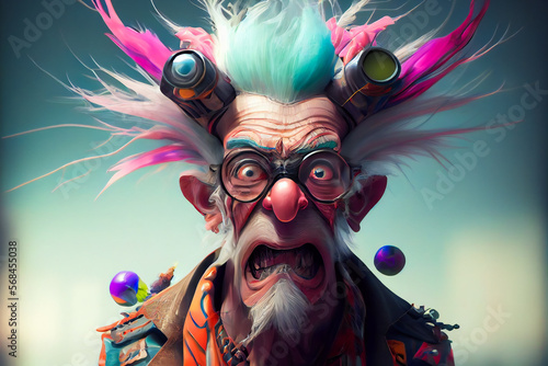 Bedlam of Wacky Individuals.  Psychotic Assembly of Wild Humans.  Crazy Peoples Cartoon Style: Generative AI