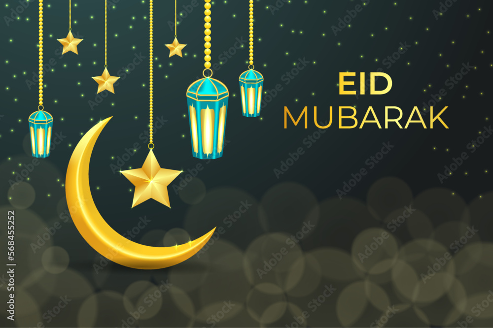 Eid Mubarak premium vector illustration with luxury design. Blue ...