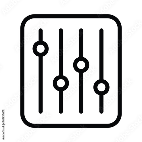 Equalizer icon to provide settings or adjustments to the tone frequency configuration of the music