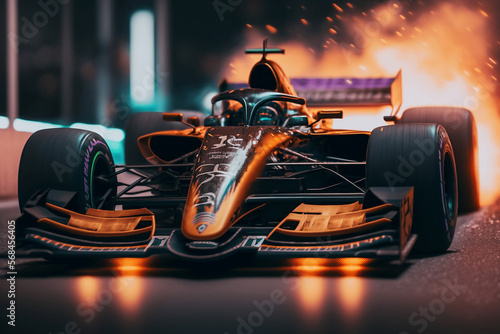 an F1 car in a super intense race