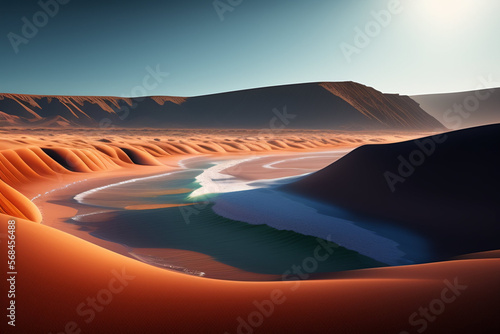 Sunrise over the desert illustration AI