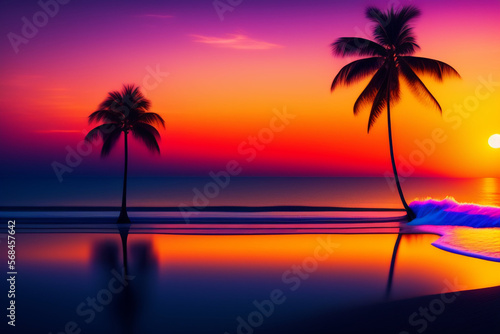 Abstract sunset on the beach illustration AI © Eduardo