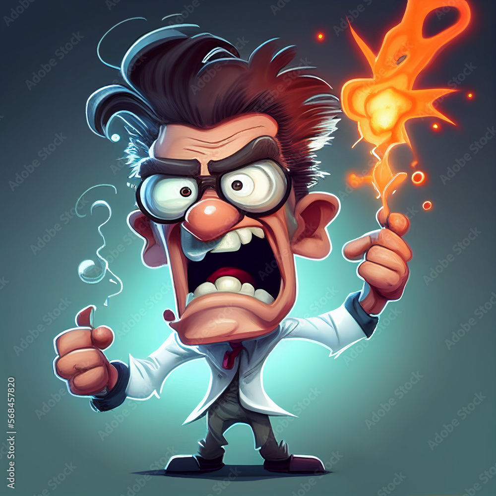 crazy scientist cartoon character